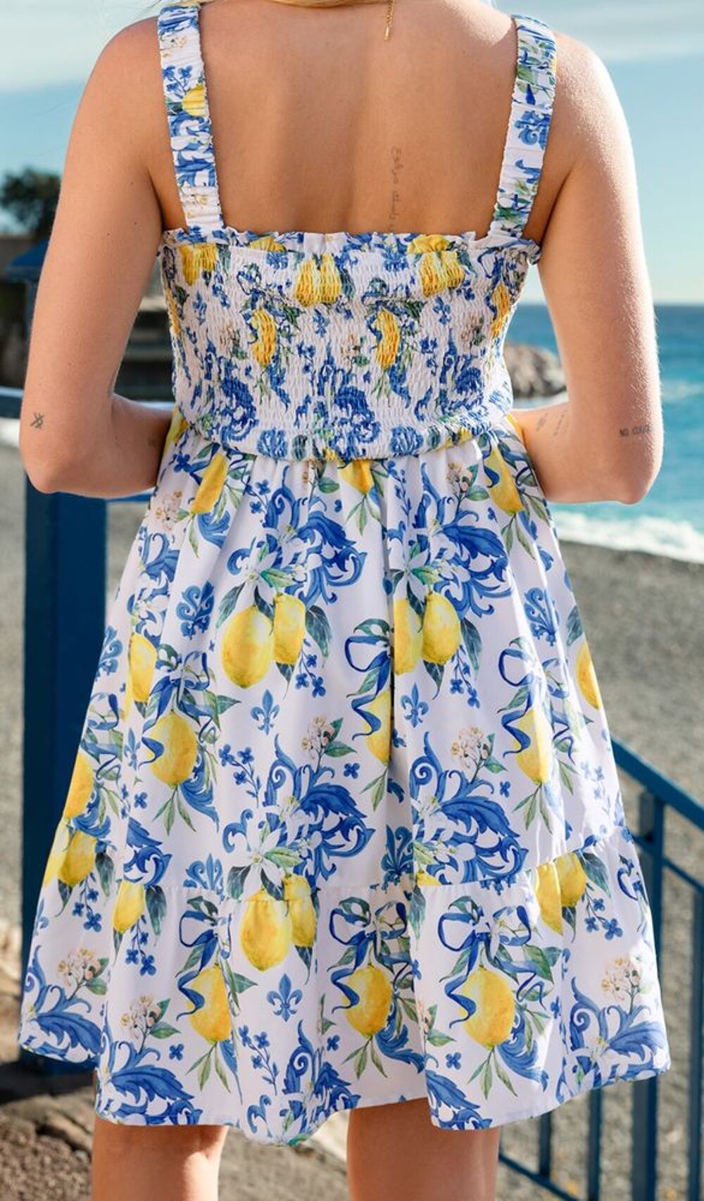 Robe &eacute;t&eacute; f&eacute;minine motif original haut smoke T 38 - 40 / 40 Vtements