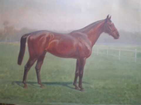 Huile sur toile de Eugne PECHAUBES. Cheval Bank Notes. 1800 Caen (14)
