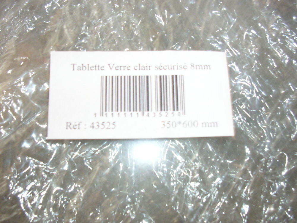  TABLETTE VERRE CLAIR SECURISE 8MM Décoration