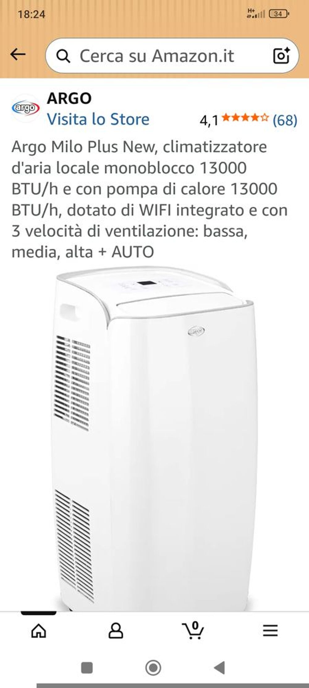 Climatiseur Portable Argo Milo Plus 13.000 BTU Electroménager