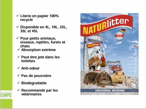 Liti&egrave;re papier rongeurs & chats CUNIPIC 29 64230 Poey-de-lescar