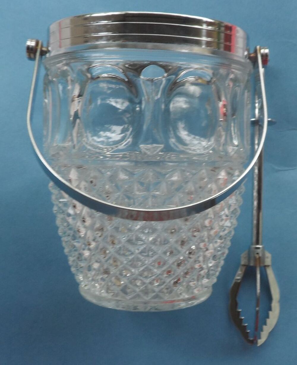 Seau &agrave; glace Oberglas Austria taille diamant, vintage ans 60 Cuisine
