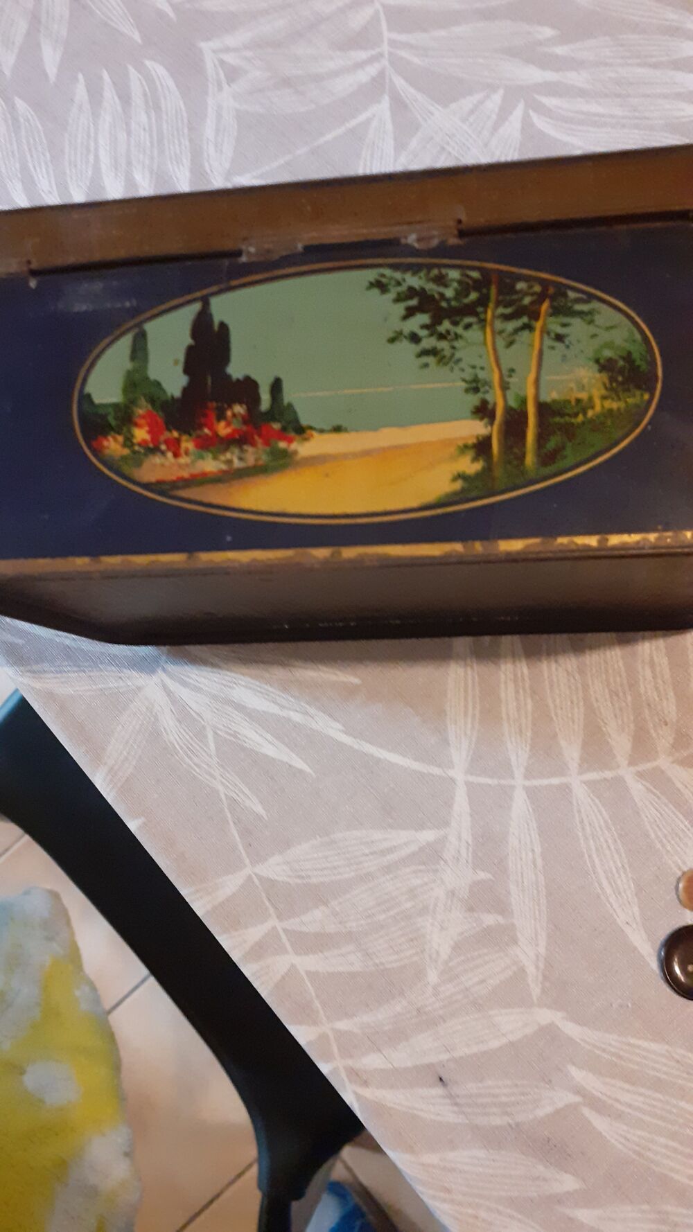 Bo&icirc;te en m&eacute;tal avec boutons vintage 