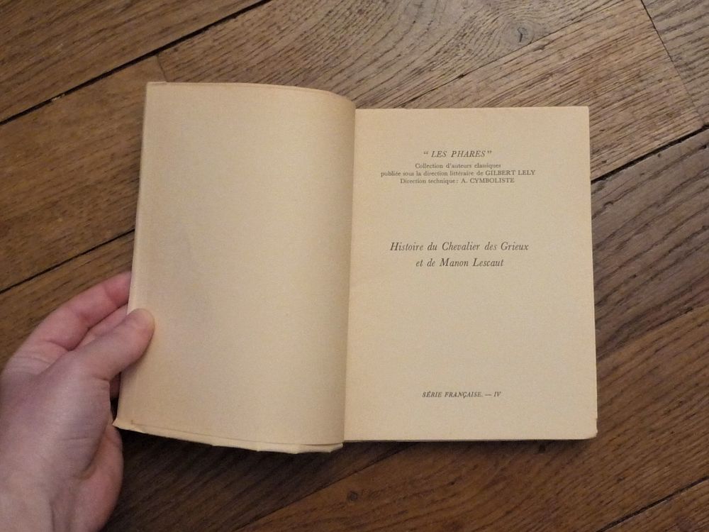 Histoire du Chevalier des Grieux et de Manon Lescaut-Num&eacute;rot Livres et BD