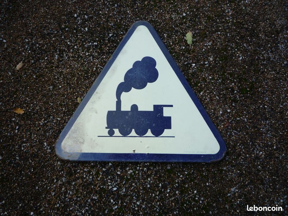 Panneau &eacute;maill&eacute; signalisation train 1949 / petit train Tarn 