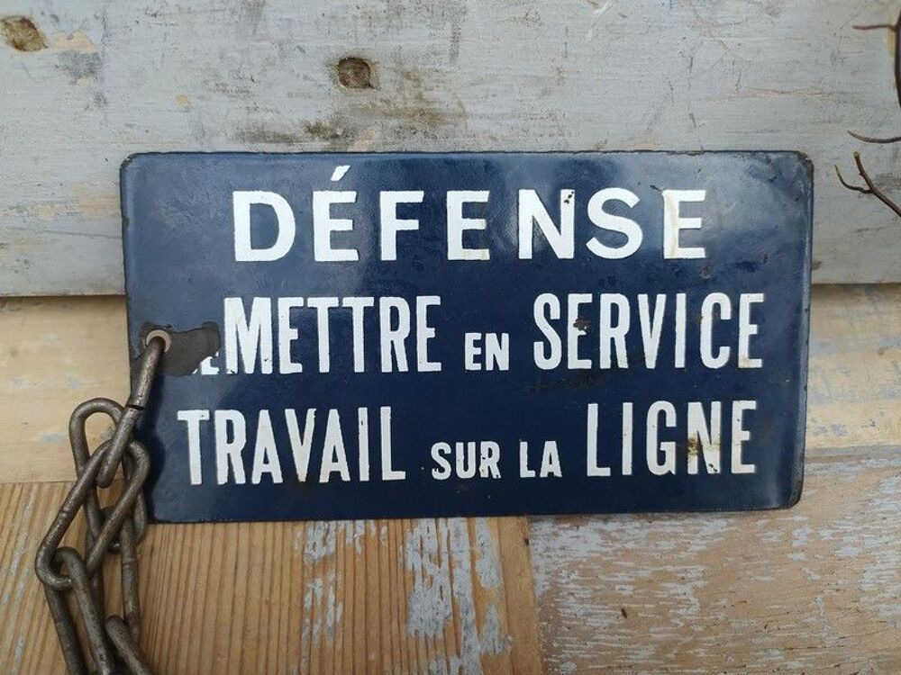 Ancienne Plaque &Eacute;maill&eacute;e SNCF Travail sur la Ligne 