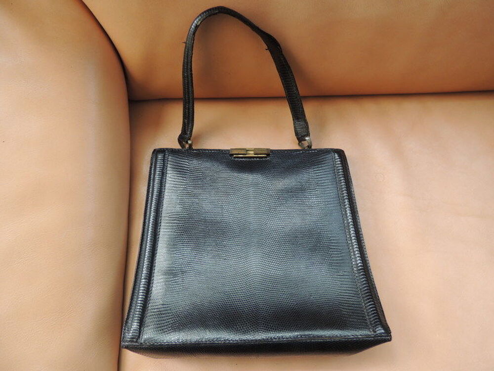 Sac L&eacute;zard noir Maroquinerie