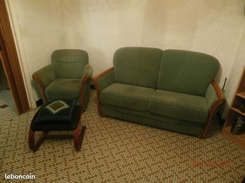 Canapé et fauteuil assorti de couleur verte 200 Bergerac (24)