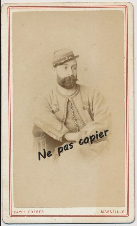 Cdv Portrait Militaire Zouave Pontifical Marseille 1870 0 Loches (37)