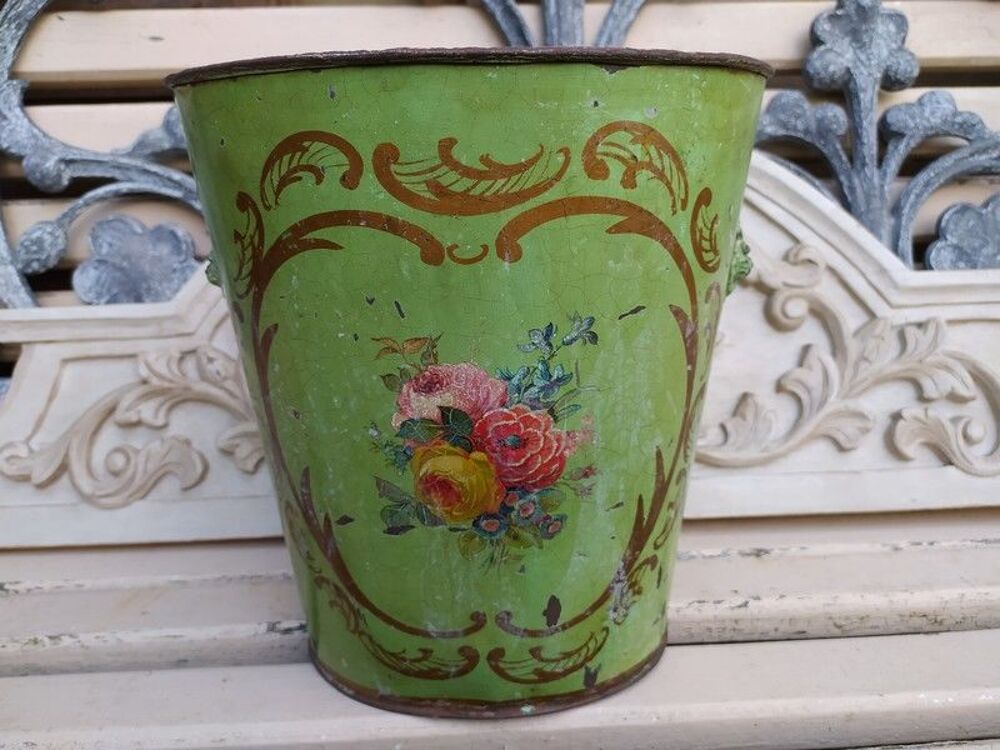 Corbeille &agrave; Papier Napol&eacute;on III T&ocirc;le Peinte Décoration