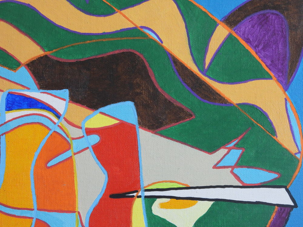 Tableau acrylique sur toile - Autoportrait au loup Décoration