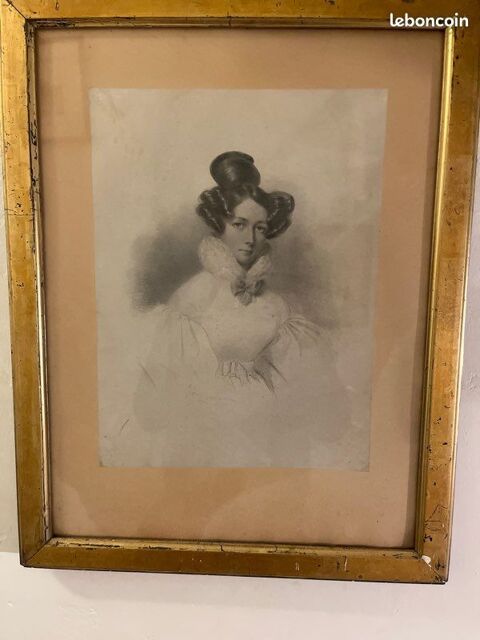 Portrait au crayon Princesse ou Reine sous Louis Philippe Neuilly-sur-Seine (92)