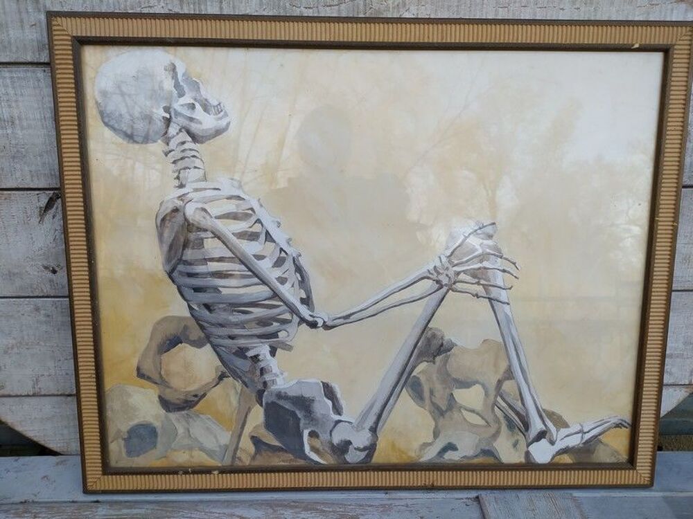 Tableau Peinture Squelette Cabinet de Curiosit&eacute; Anatomie 