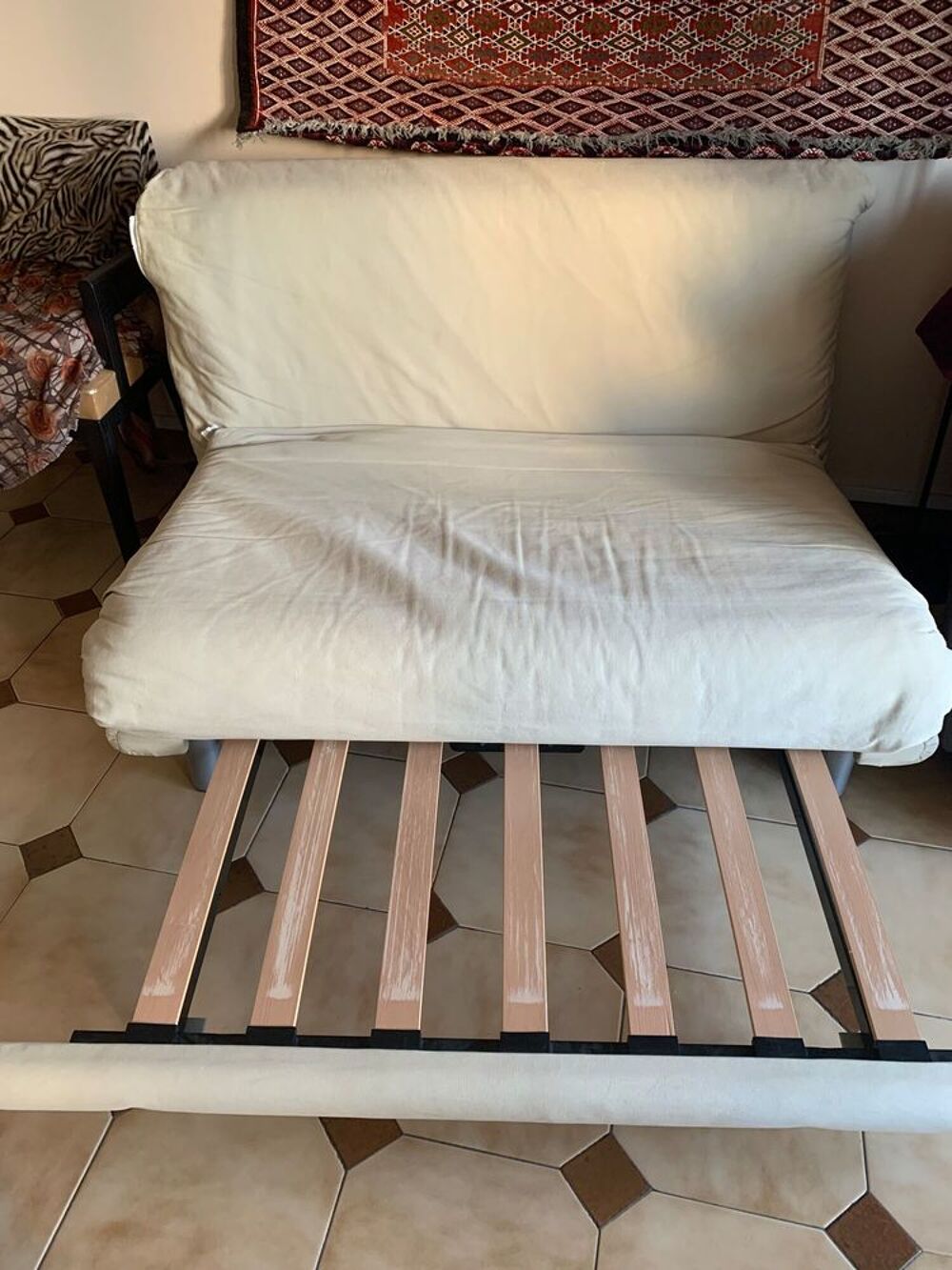 Canap&eacute; convertible CINNA en tissu clair deux places Meubles