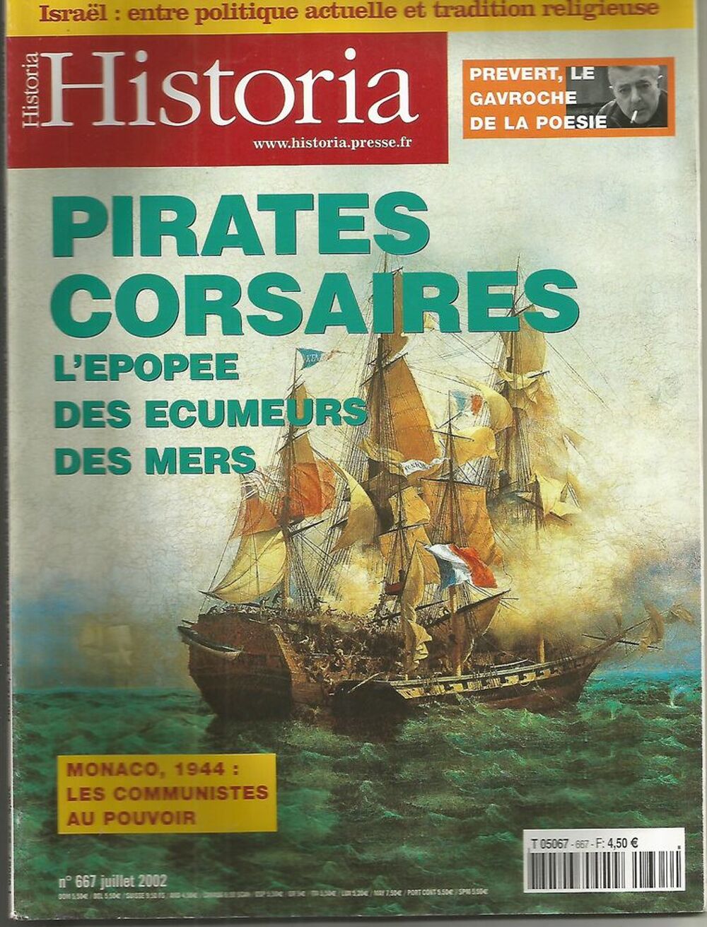 HISTORIA N&deg; 667 - juillet 2002 - ISRAEL, PREVERT, PIRATES Livres et BD