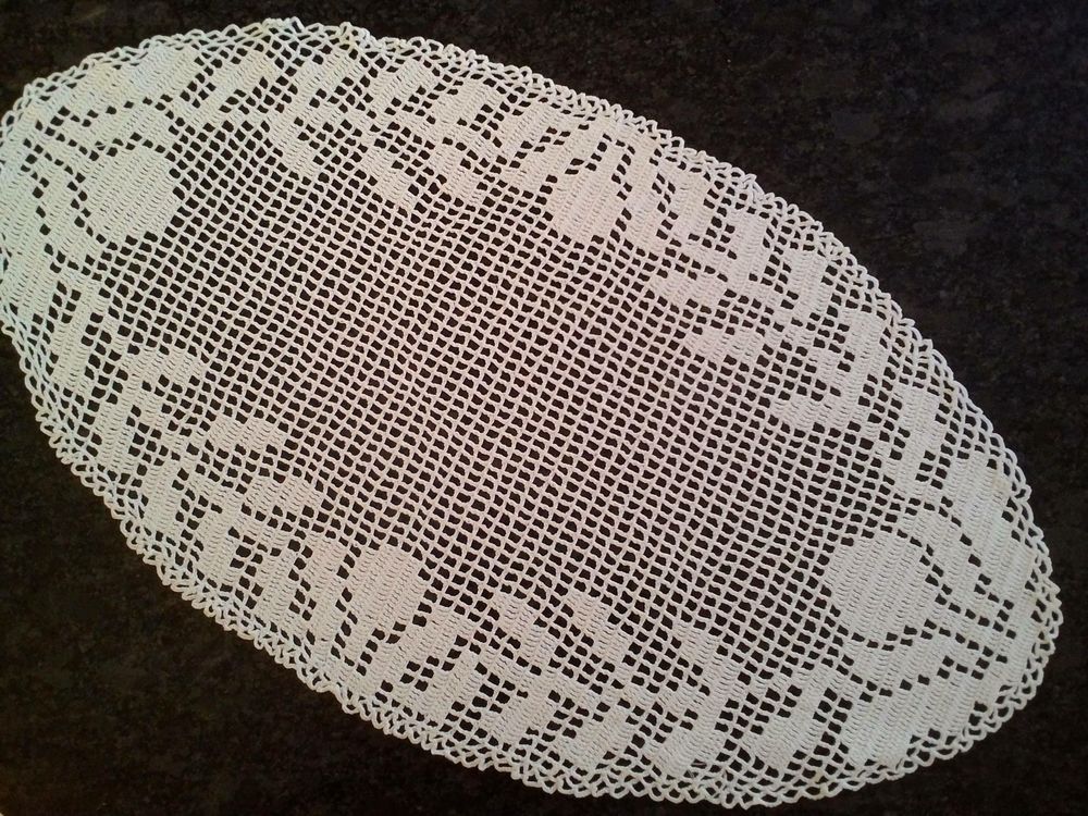 Napperon ovale (57cm) en coton blanc Décoration