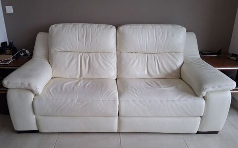 Canap� cuir blanc relax �lectrique 480 La Ciotat (13)