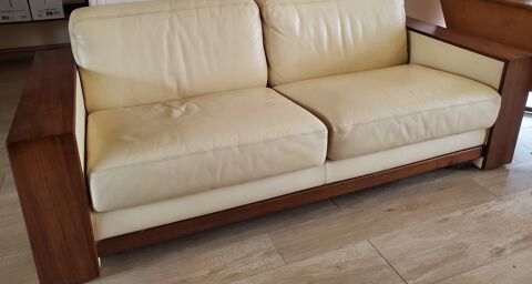 Canap cuir, blanc cass, Art dco 120 Angers (49)