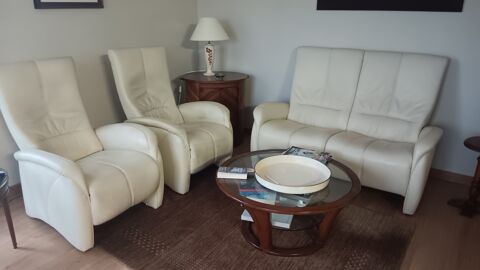 Ensemble fauteuils et canap� cuir ivoire 340 Orl�ans (45)