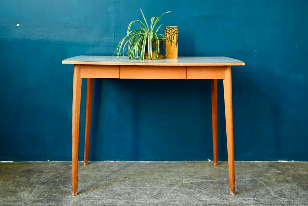 Table de cuisine vintage &agrave; tiroir ou bureau pieds compas Meubles