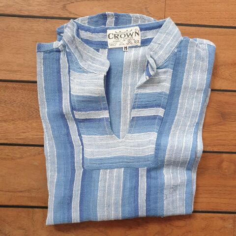 Tunique, Blouse India Lignes bleues Crown T M Vintage 14 Antony (92)