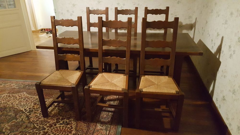 TABLE ET 6 CHAISES CH&Ecirc;NE MASSIF Meubles