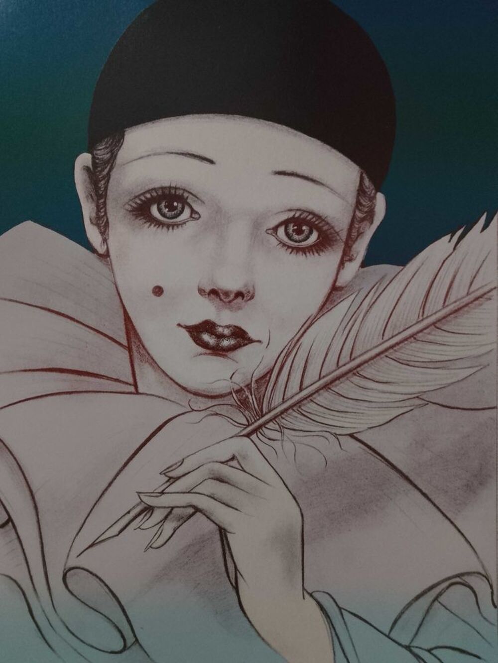 s&eacute;rigraphie ancienne de Pierrot &agrave; saisir 