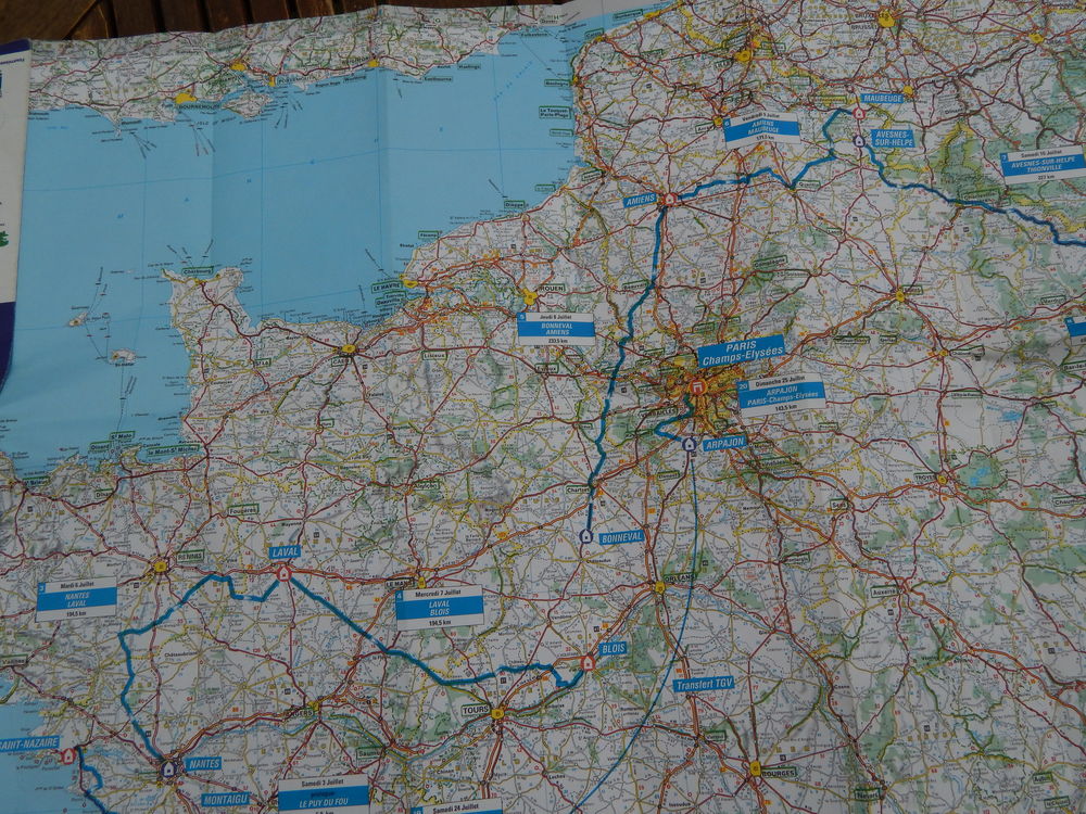 carte routi&egrave;re tour de France 1999 