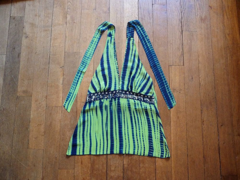 Top/ Tunique Dos Nu 100% Soie Vert Lien &agrave; Nouer- Hale Bob Vêtements