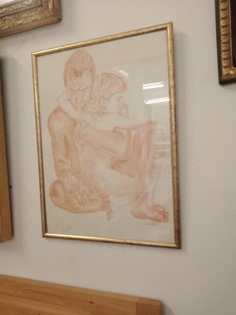 Tableau sanguine l'homme et l'enfant 30 Nice (06)