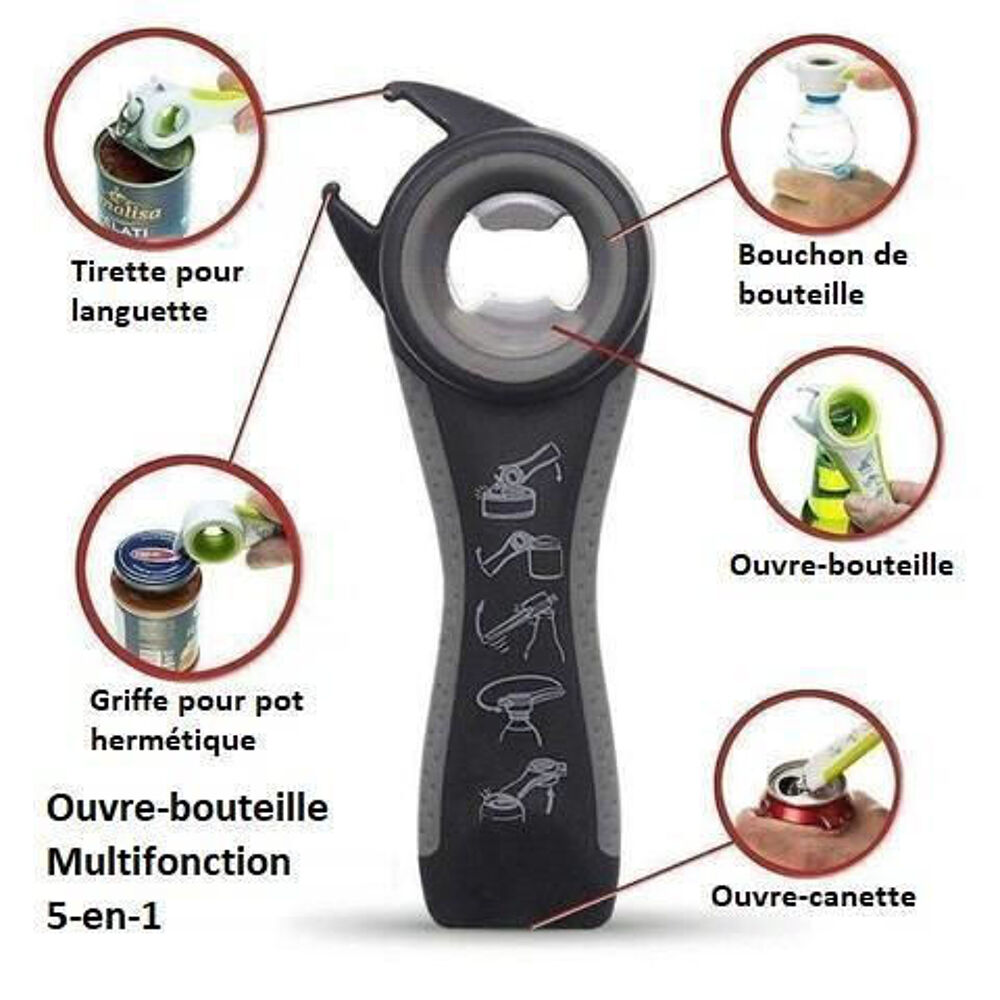Ouvre-bouteille Multifonction 5-en-1 neuf Cuisine