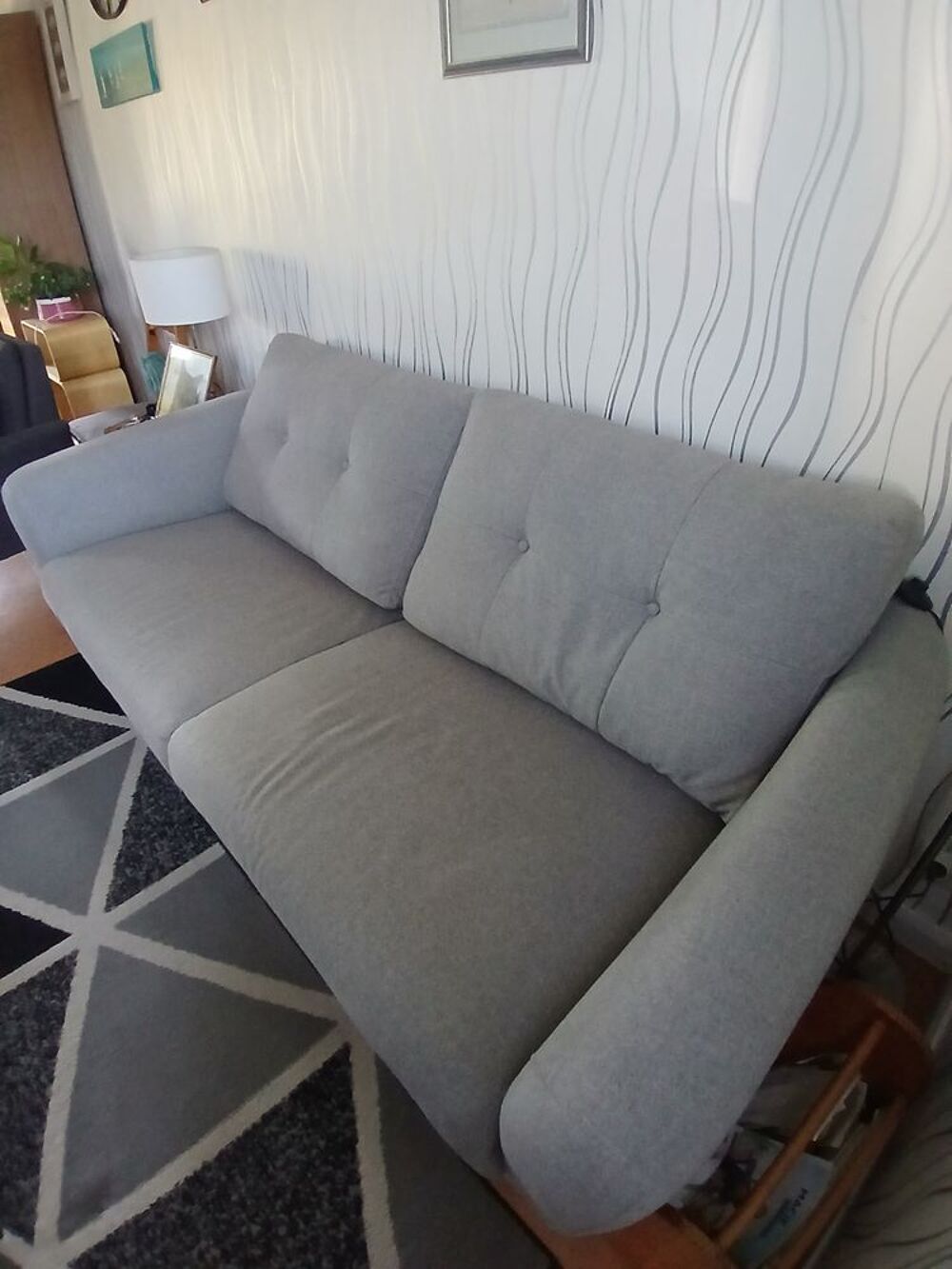 canap&eacute; fixe 3 places gris Meubles