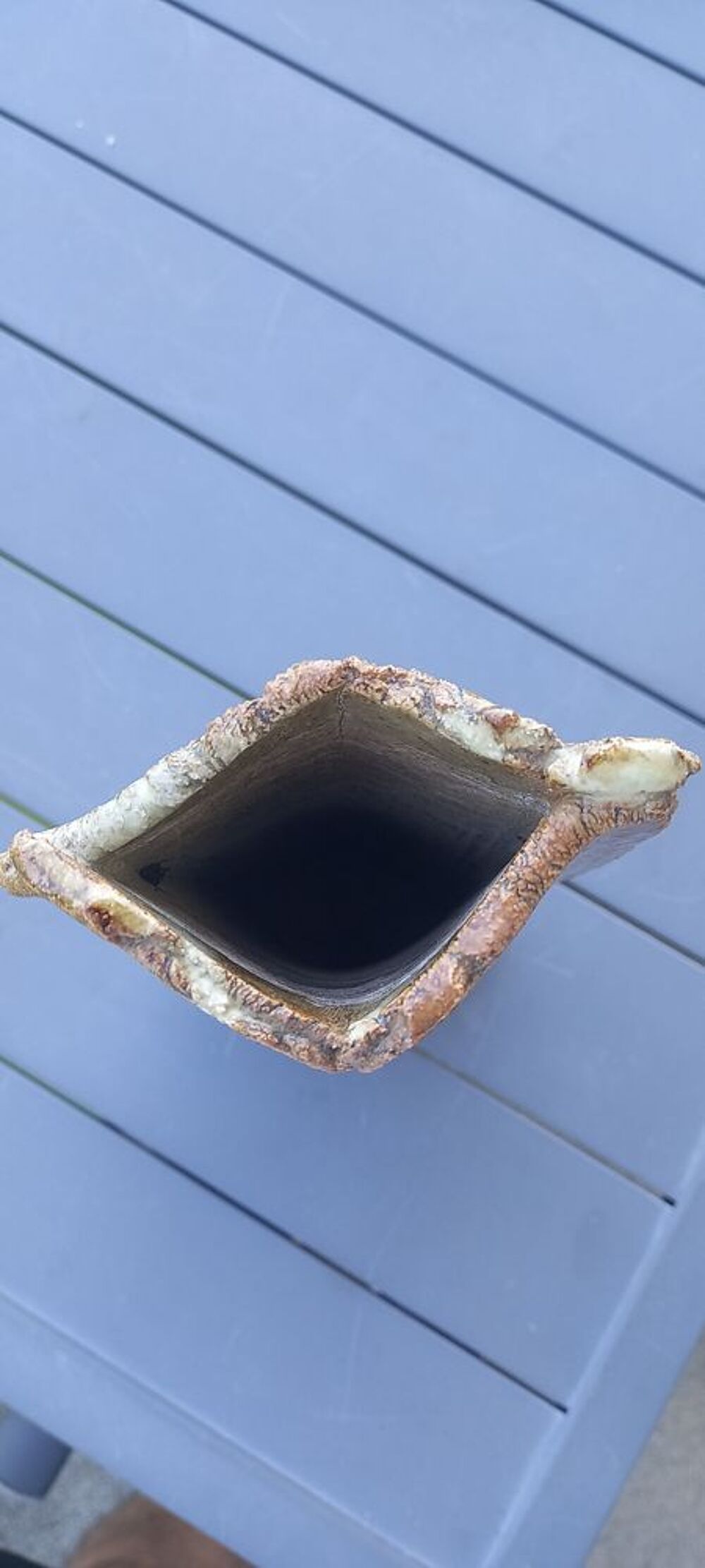 Vase en gr&egrave;s chamotte sign&eacute; ? Style &eacute;corce H25 Décoration