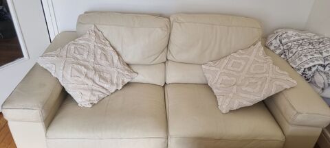 Beaux canaps cuir beige Paris 19 (75)