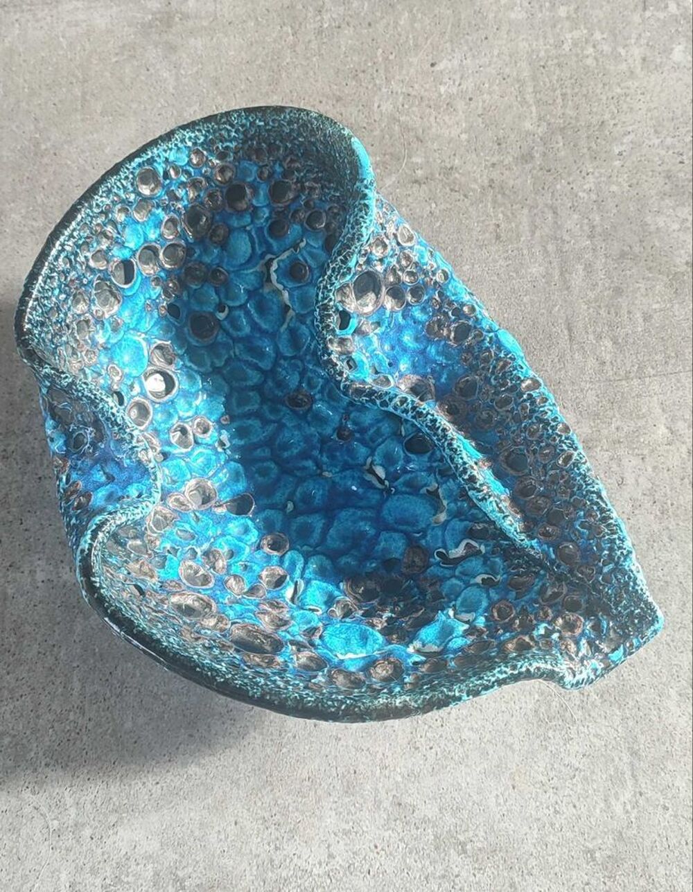 Coupe Fat Lava en c&eacute;ramique Le Cyclope Emaux des Glaciers Ann&eacute;es 1960 