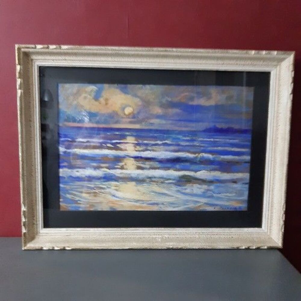 grand tableau ancien encadr&eacute; sous verre Décoration