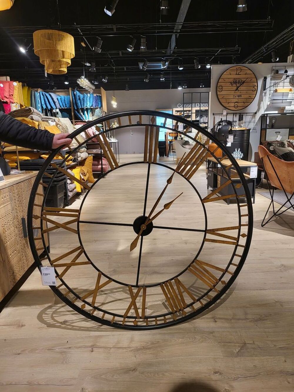Horloge murale industrielle diam 120cm Décoration