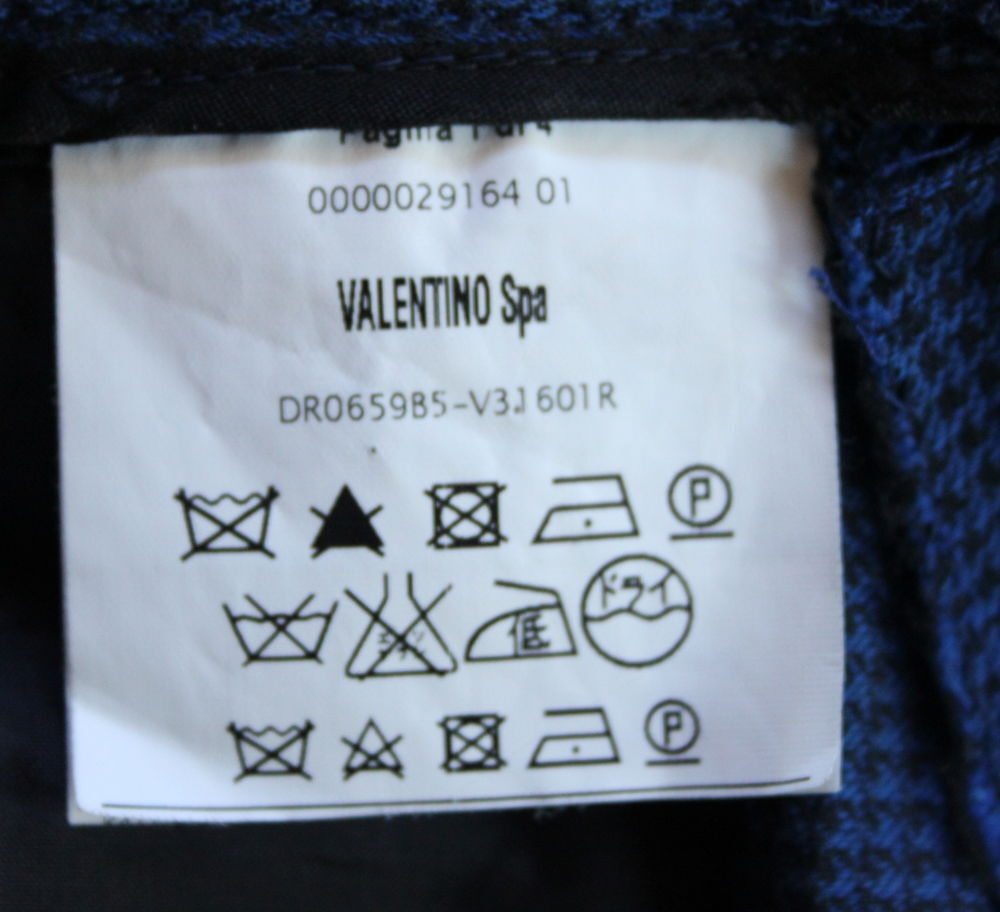 Pantalon bleu pied de poule noir VALENTINO T.36 Vêtements