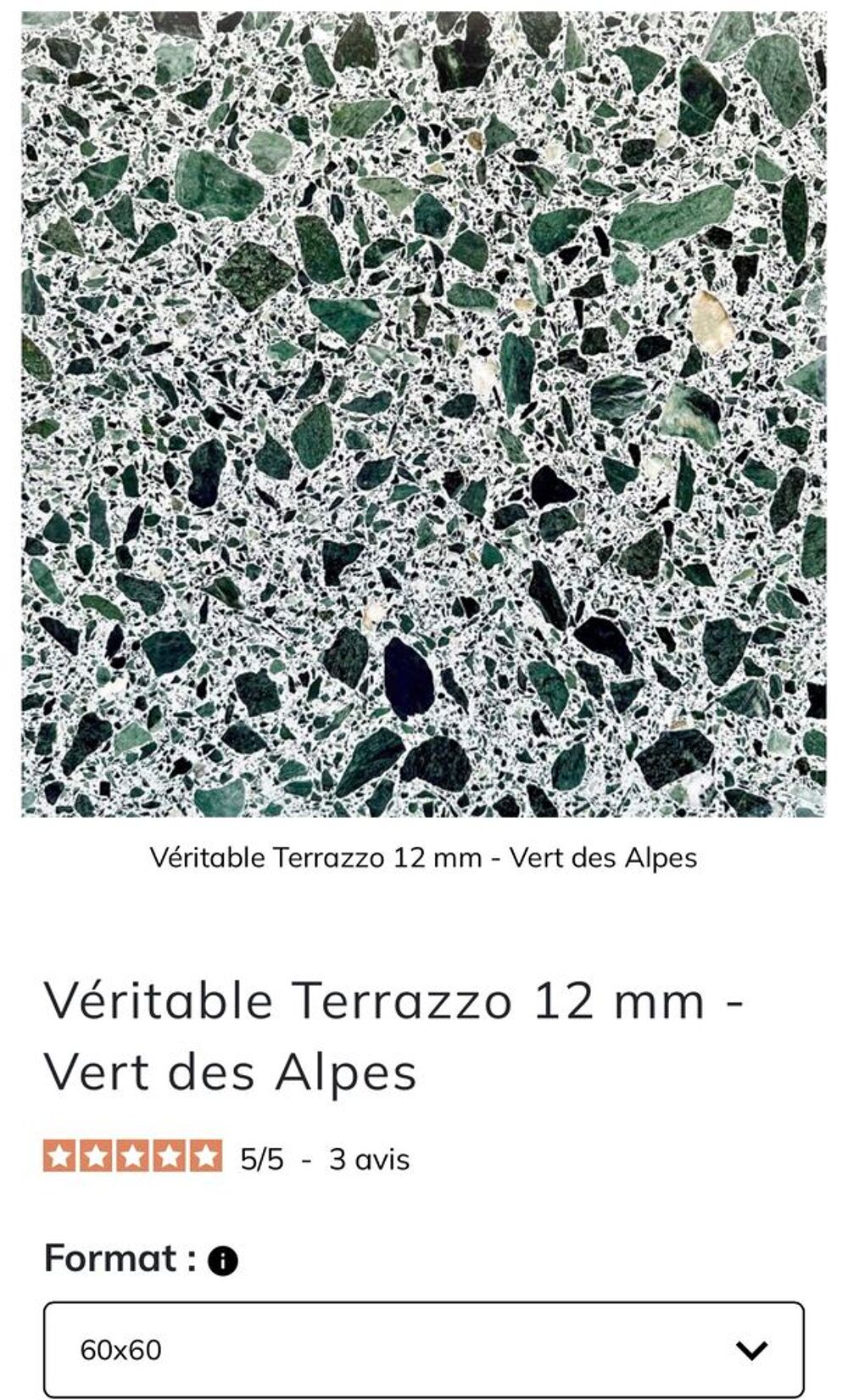 V&eacute;ritable terrazzo vert neuf D�coration