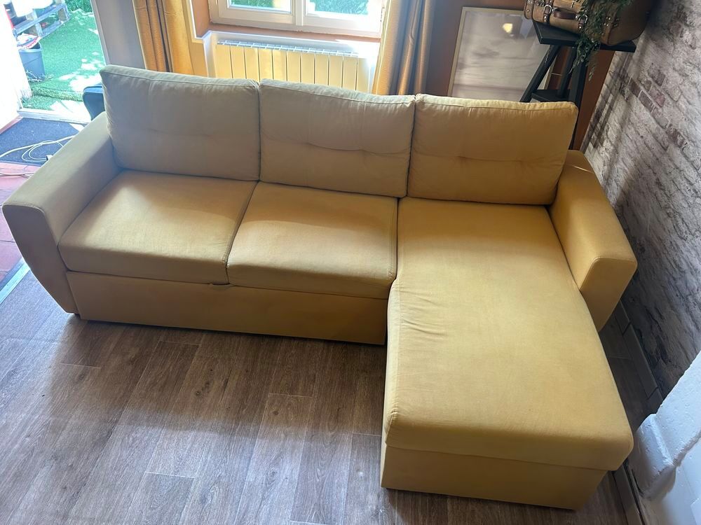 Canap&eacute; convertible jaune moutarde Meubles