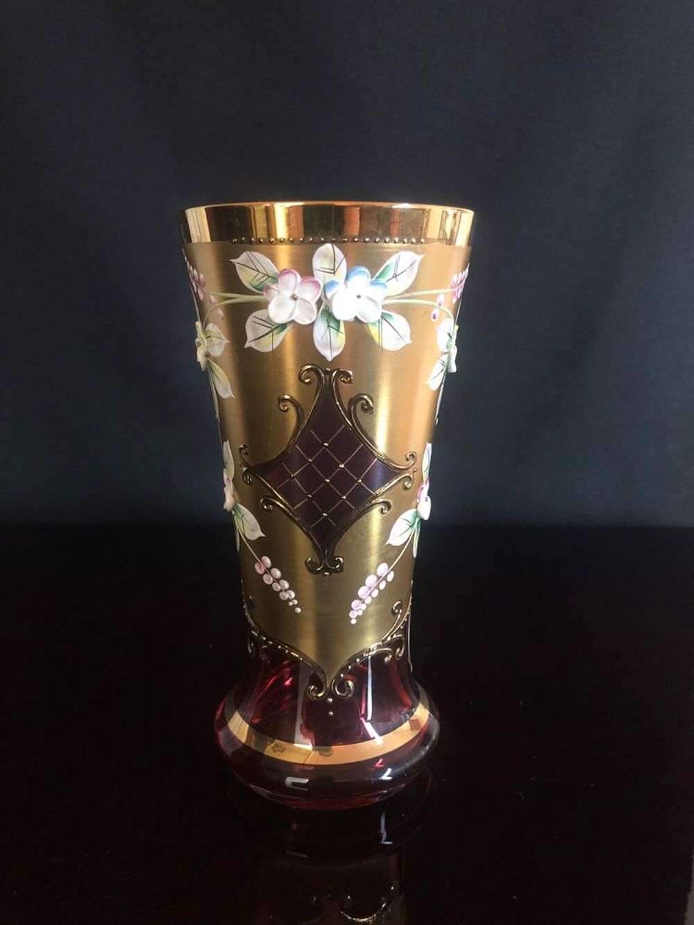 Service Ensemble Cristal Rubis de Boh&egrave;me. Cruche + 6 verres Décoration