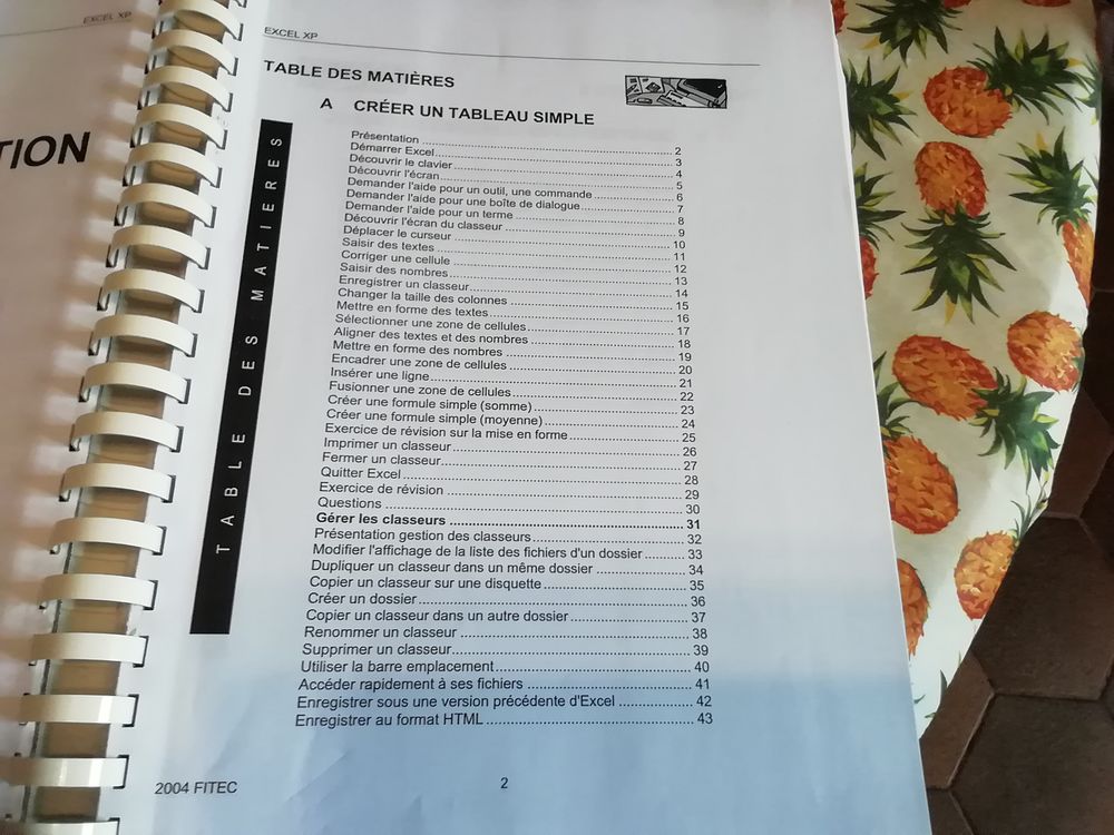 Cahier initiation EXEL XP stage FITEC Matériel informatique