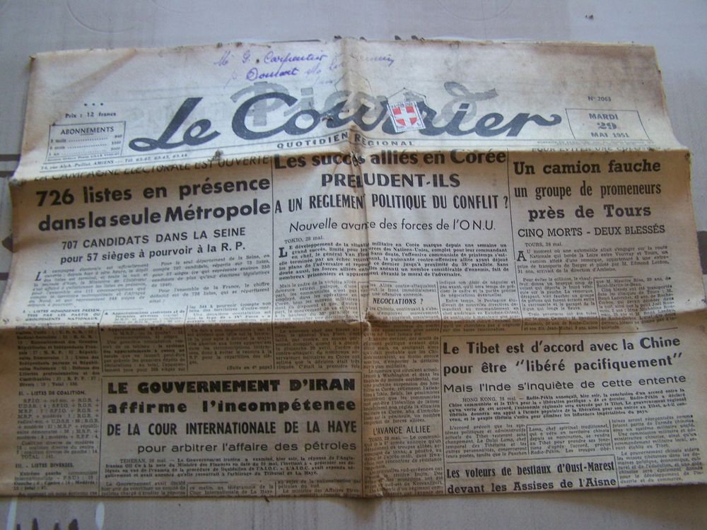 ancien courrier LE JOURNAL 