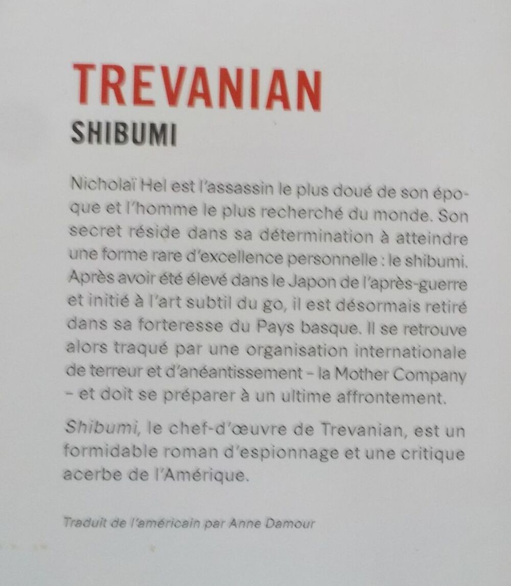 TREVANIAN de SHIBUMI Ed. Gallmeister (petit format) Livres et BD