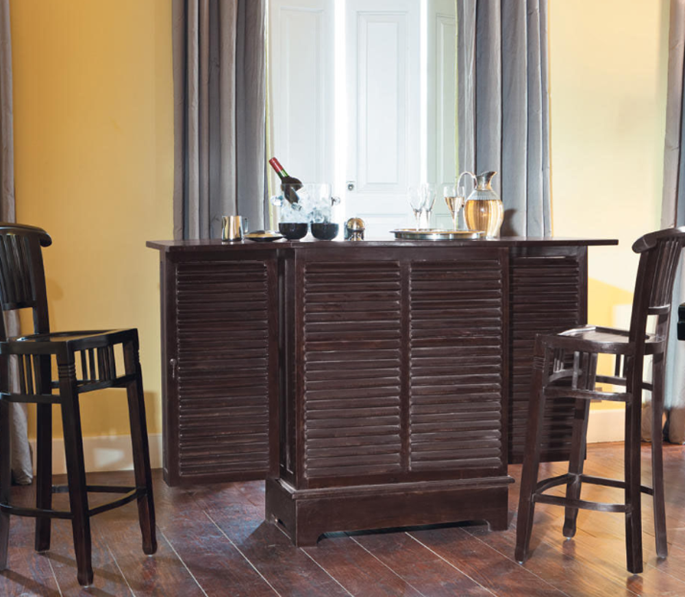 bar et 4 chaises bar en bois mahogany massif TBE Meubles