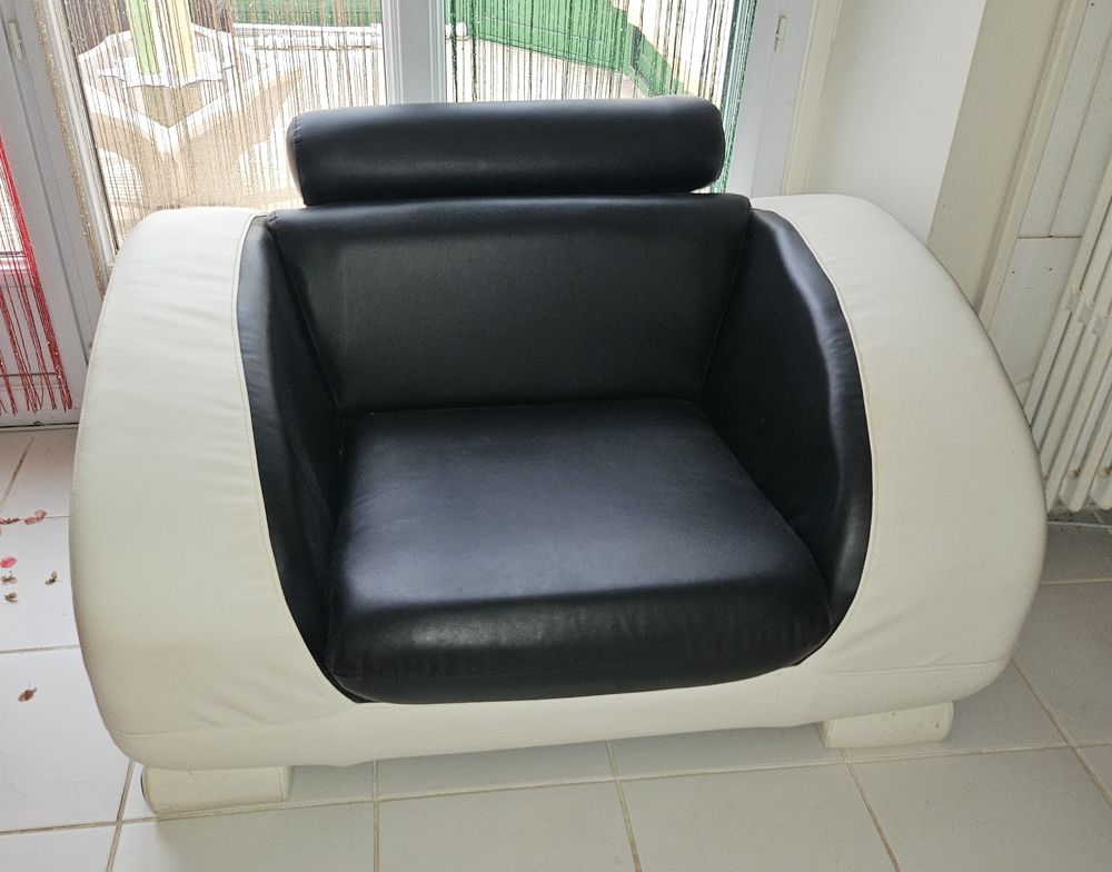 Fauteuil blanc noir Meubles