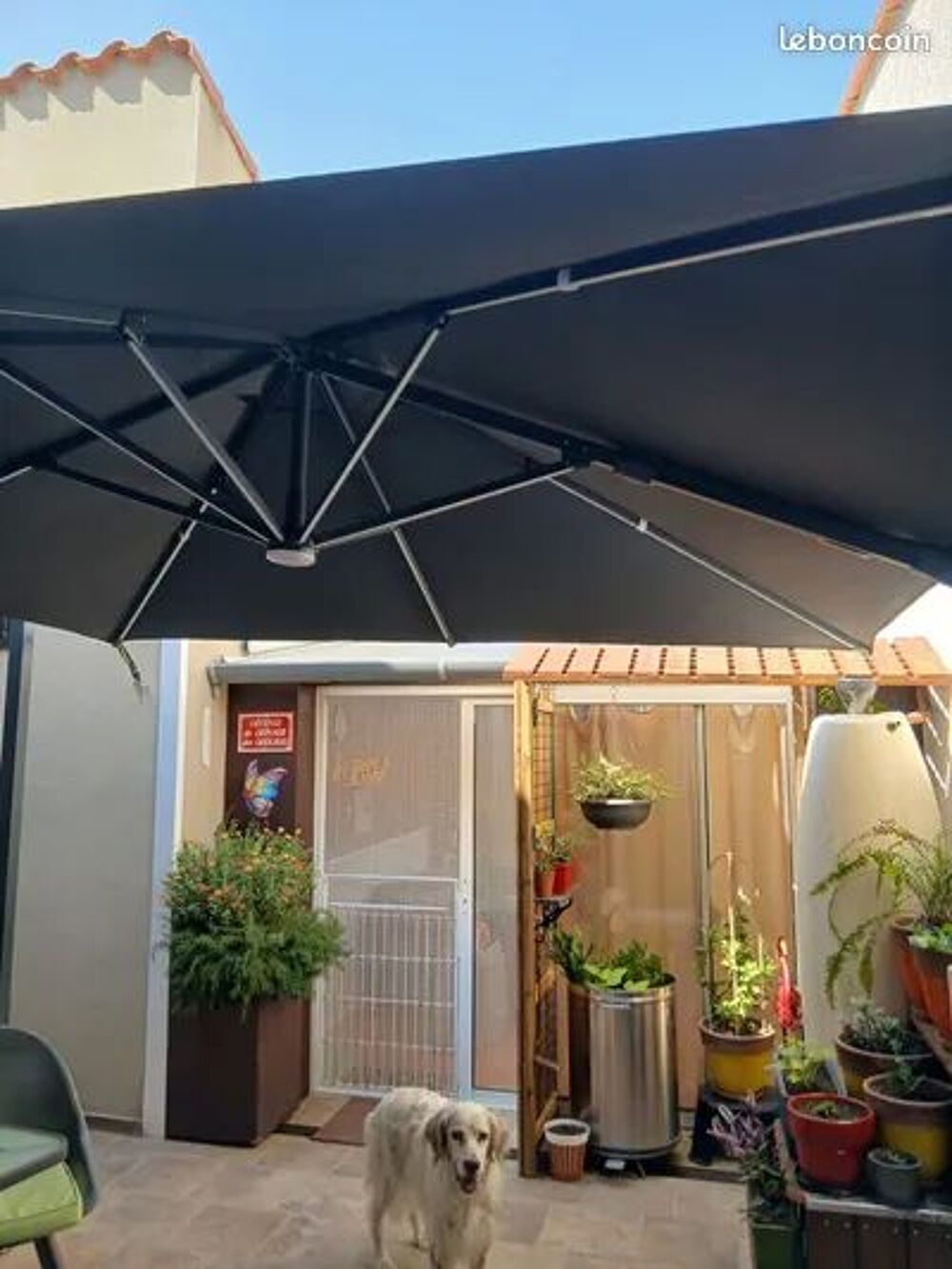 Parasol 3x3 d&eacute;port&eacute; et inclinable &eacute;quip&eacute; &eacute;clairage led Jardin