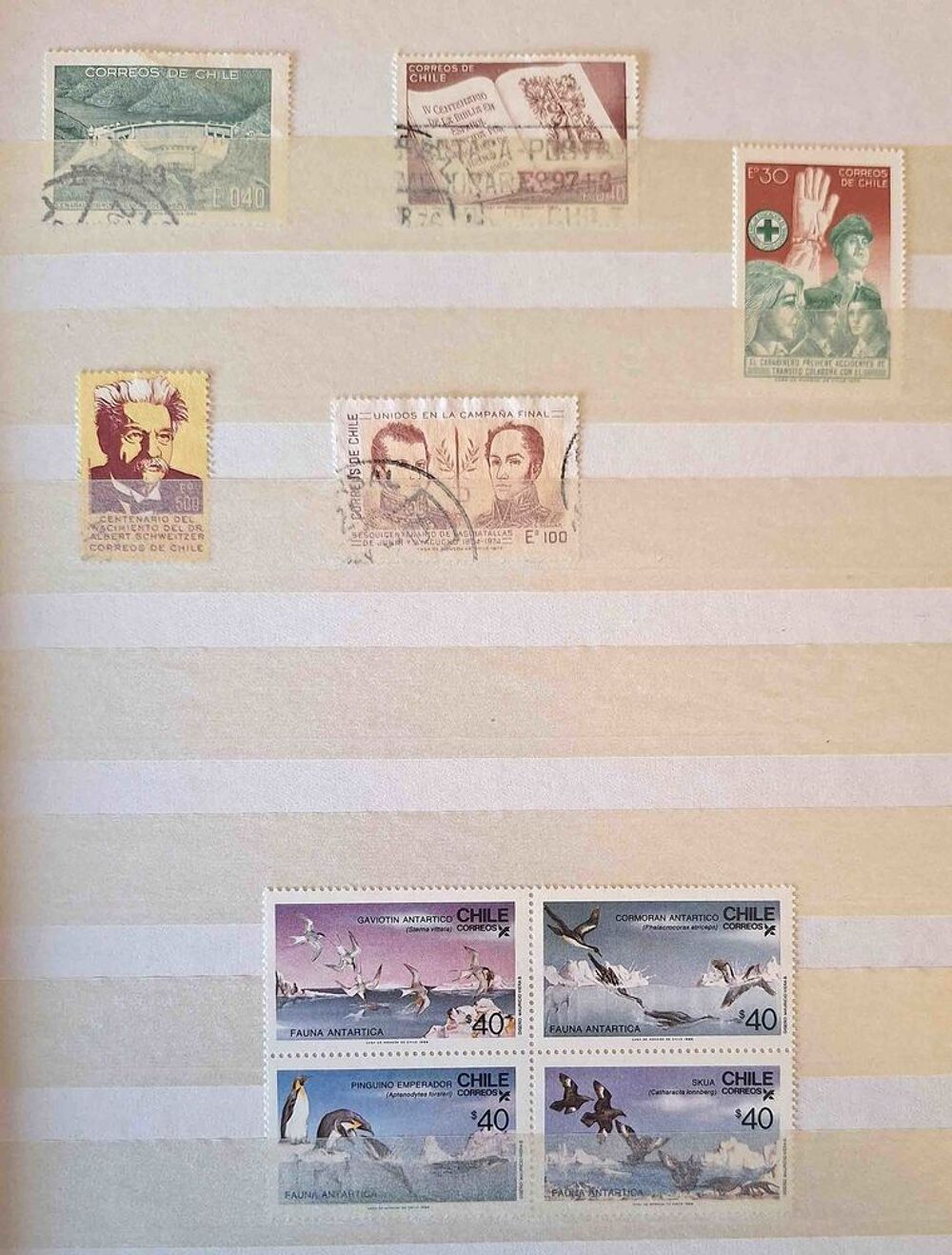 S&eacute;rie de timbres de collection du Chili 
