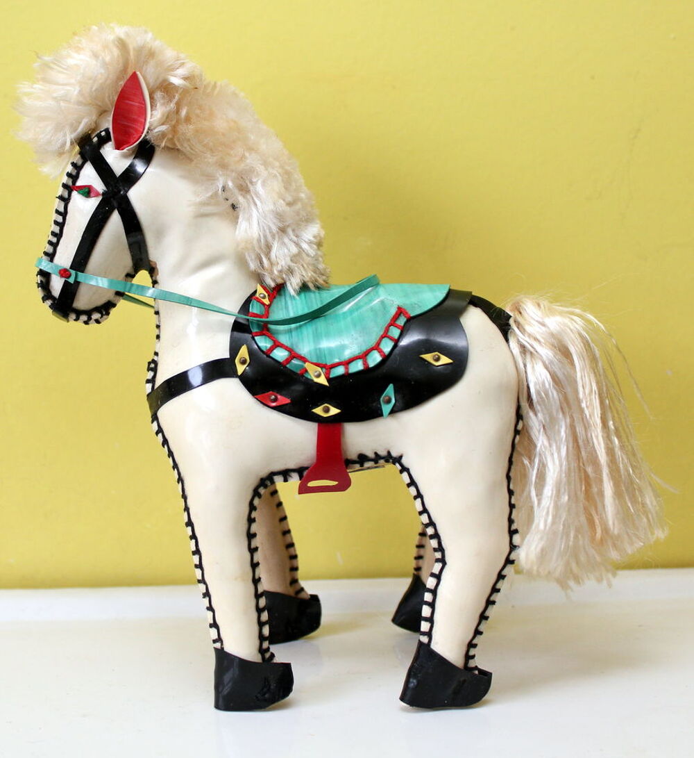 Jouet ancien cheval de cirque en vinyle cousu main 1950 Jeux / jouets