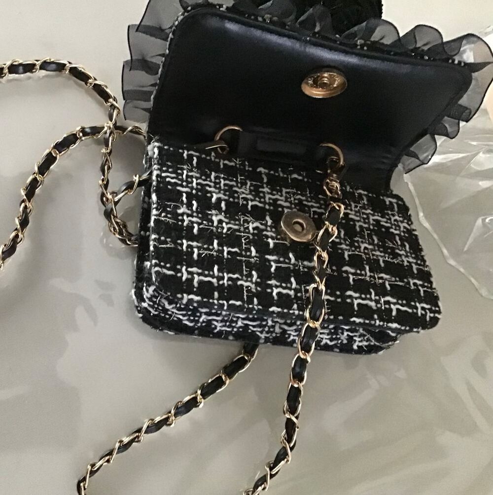 Vintage,Petit sac pochette couleur noir Maroquinerie